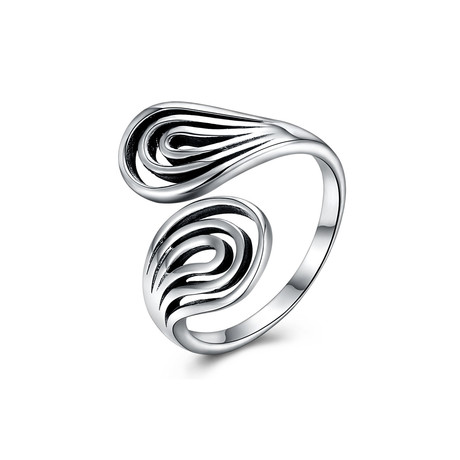 Sterling Silver Abstract Curved Matrix Rolling Adjustable Ring