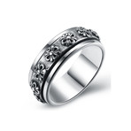 Sterling Silver Inscribe Clover Rolling Ring (Size 7)