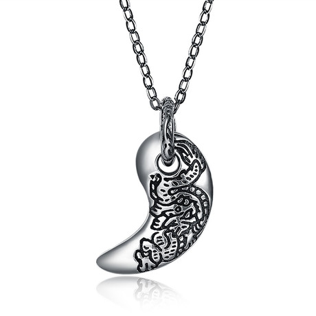 Sterling Silver Lucky Dragon Pendant Necklace