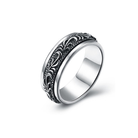 Sterling Silver Norwegian Inscribe Rolling Ring (Size 7)