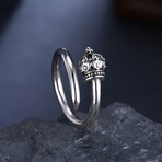 Sterling Silver Black Crown Adjustable Ring