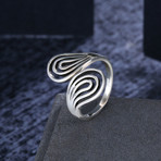 Sterling Silver Abstract Curved Matrix Rolling Adjustable Ring