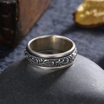 Sterling Silver Norwegian Inscribe Rolling Ring (Size 7)