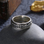 Sterling Silver Interlocking Bars Rolling Ring (Size 7)