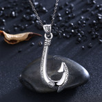 Sterling Silver Vikings Hook Pendant Necklace