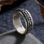 Sterling Silver Celtic Ingrain Rolling Ring (Size 7)