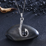 Sterling Silver Persian Black Hook Pendant Necklace