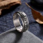 Sterling Silver Ancient Thai Inscribe Rolling Ring (Size 7)