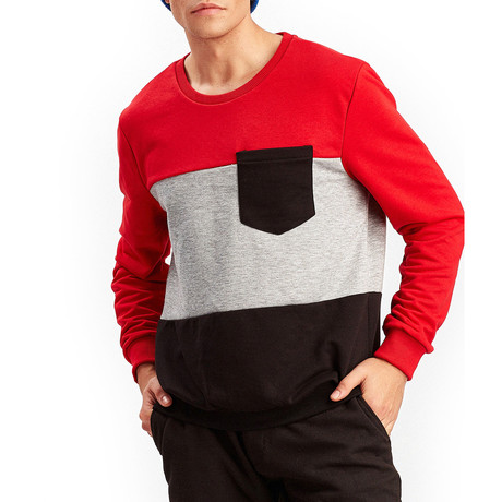Rio Sweatshirt // Red + Gray + Black (XS)