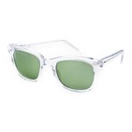 Freeway Polarized Sunglasses // Crystal Frame + Green Lens (Small)