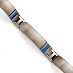 Titanium Brushed + Polished Blue Anodized Link Bracelet