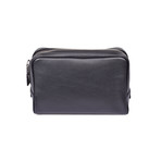 Men's Grained Leather Toiletry Bag // Black
