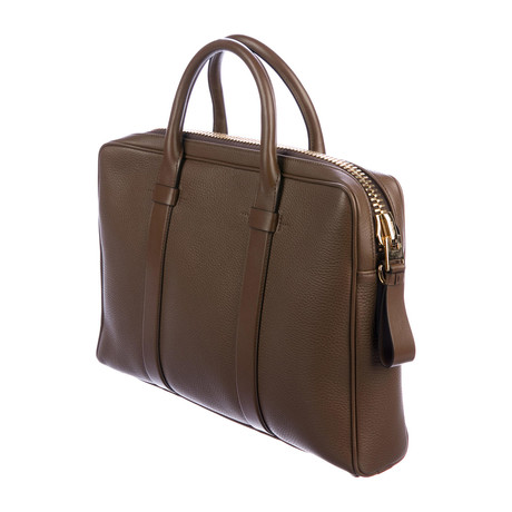 Buckley Grained Leather Briefcase // Slim // Cognac