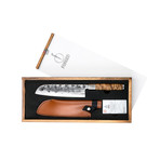 Forged VG10 Santoku Knife in Giftbox + Leather Sheath