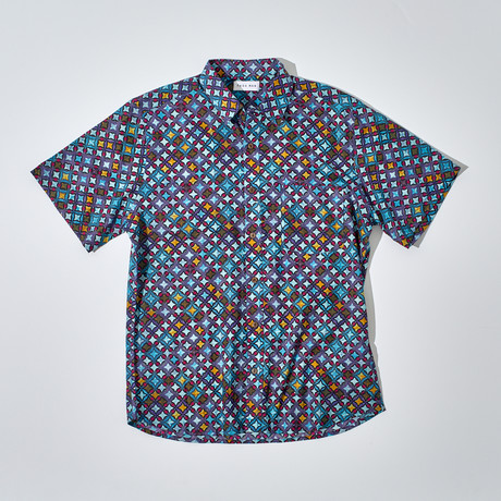 Cory Short Sleeve Button-Down + Round Hem // Turquoise (S)