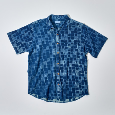 Mable Collection Short Sleeve Button-Down + Round Hem // Indigo (S)