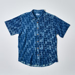 Mable Collection Short Sleeve Button-Down + Round Hem // Indigo (L)
