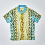 Leonardo Short Sleeve Button-Down Camp Collar + Straight Hem // Yellow (S)
