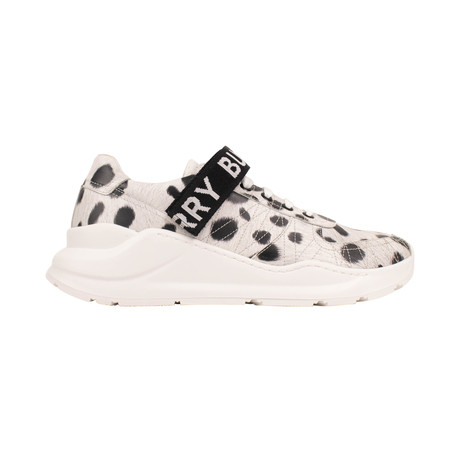 Women's Spotted Animal Print Leather Sneakers // White (US: 5)