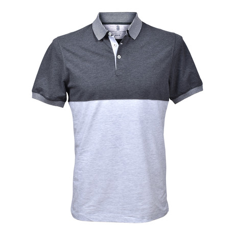 Two Tone Slim Fit Polo Shirt // Gray (XS)