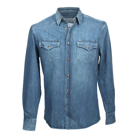 Western Style Denim Shirt // Blue (XS)