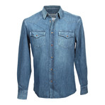 Western Style Denim Shirt // Blue (XS)