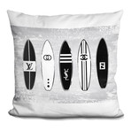 Surf Boards Throw Pillow (16"H x 16"W)