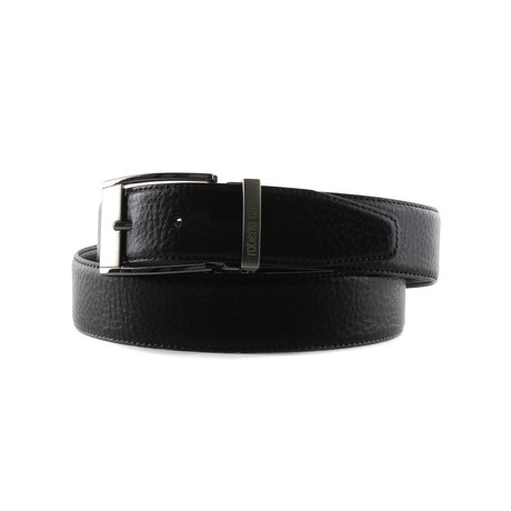 Roberto Cavalli // Flat Buckle Leather One-Size Belt // Black