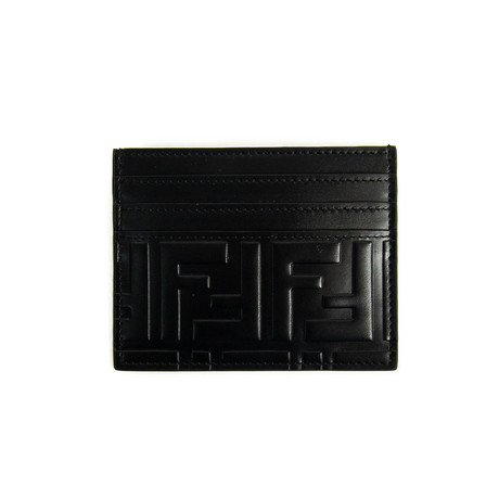 Fendi // Embossed Text Cardholder Wallet // Black