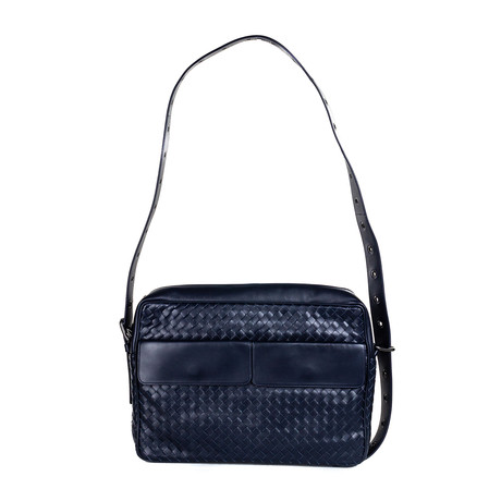 Bottega Veneta // Woven Leather Side Bag // Navy