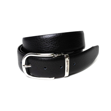 Roberto Cavalli // Rounded-Buckle One-Size Belt // Black