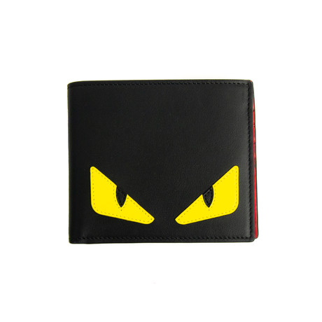 Fendi // Contrast Eyes Bi-Fold Wallet // Black