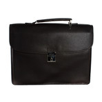 Longchamp // Textured Leather Briefcase Bag // Dark Brown