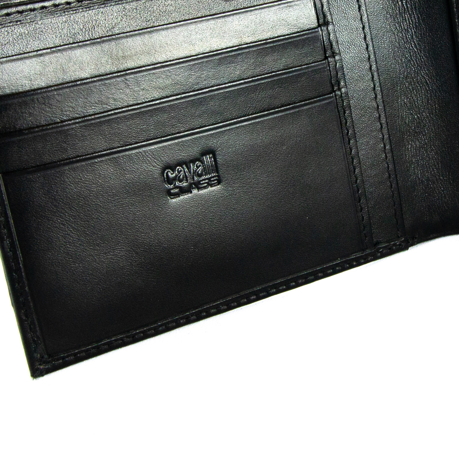 Cavalli Class // Stainless Logo Bi-Fold Wallet // Black - Designer Bags ...