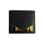 Fendi // Gold Eye Bi-Fold Wallet // Black