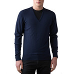 Merino Wool V-Neck Sweater // Navy (XS)