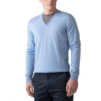 Merino Wool V-Neck Sweater // Blue (L)