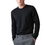 Merino Wool Crew Neck Sweater // Black (M)