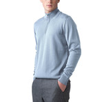 Merino Wool 1/4 Zip Sweater // Blue (L)