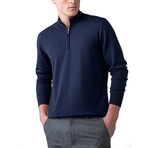 Merino Wool 1/4 Zip Sweater // Navy (M)