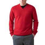 Cashmere V-Neck Sweater // Classic Red (L)