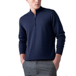Cashmere 1/4 Zip Sweater // Navy (XL)