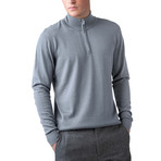 Merino Wool 1/4 Zip Sweater // Light Gray (L)