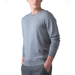 Merino Wool Crew Neck Sweater // Light Gray (S)