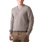 Wool V-Neck Sweater // Mushroom (XS)