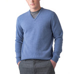 Wool V-Neck Sweater // Blue Mix (XL)