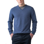 Cashmere V-Neck Sweater // Bluewash (L)