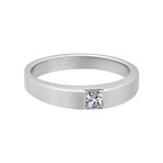 Cartier 18k White Gold Princess Cut Diamond Tank Ring // Ring Size: 4.75 // Pre-Owned