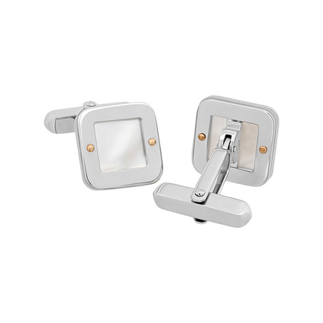 Baraka 18k White Gold Mother of Pearl Cufflinks // Pre-Owned