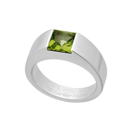 Cartier 18k White Gold Peridot Tank Ring // Ring Size: 4.75 // Pre-Owned